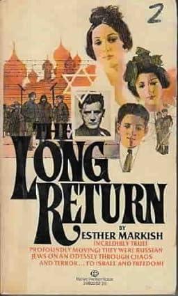 Book cover, The Long Return, images of people with black text and Jewish star